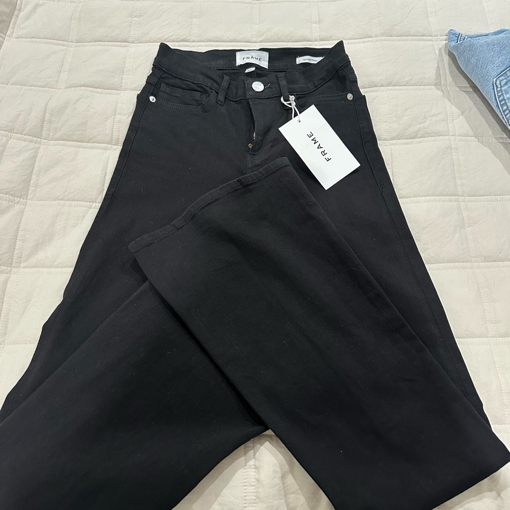 Frame Denim Black Skinny High-Rise Jeans